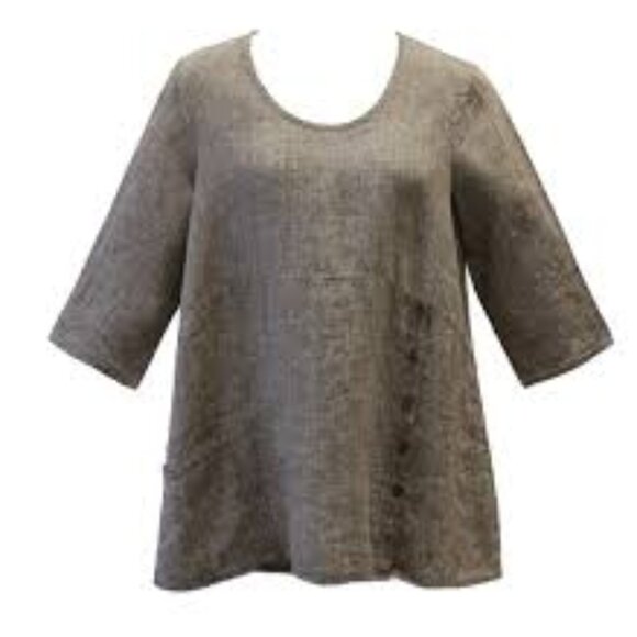 Flax Linen Peasant Market Tunic - Picture 3 of 11